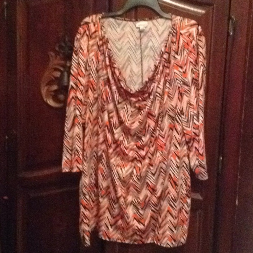 Nice orange, black, gold and white  dress shirt!
